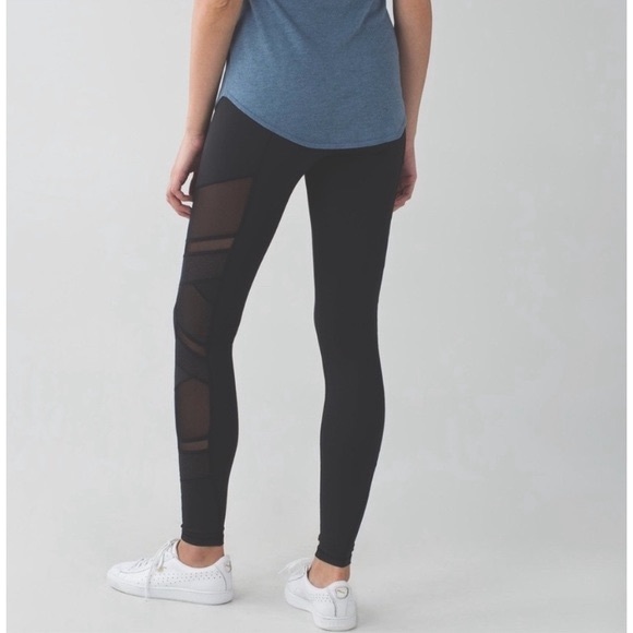 lululemon athletica Pants - Lululemon Just Breathe Pant mesh leggings in black size 6